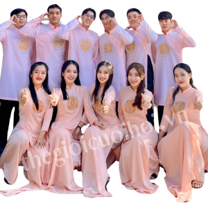 Áo Dài Bưng Quả Màu Hồng